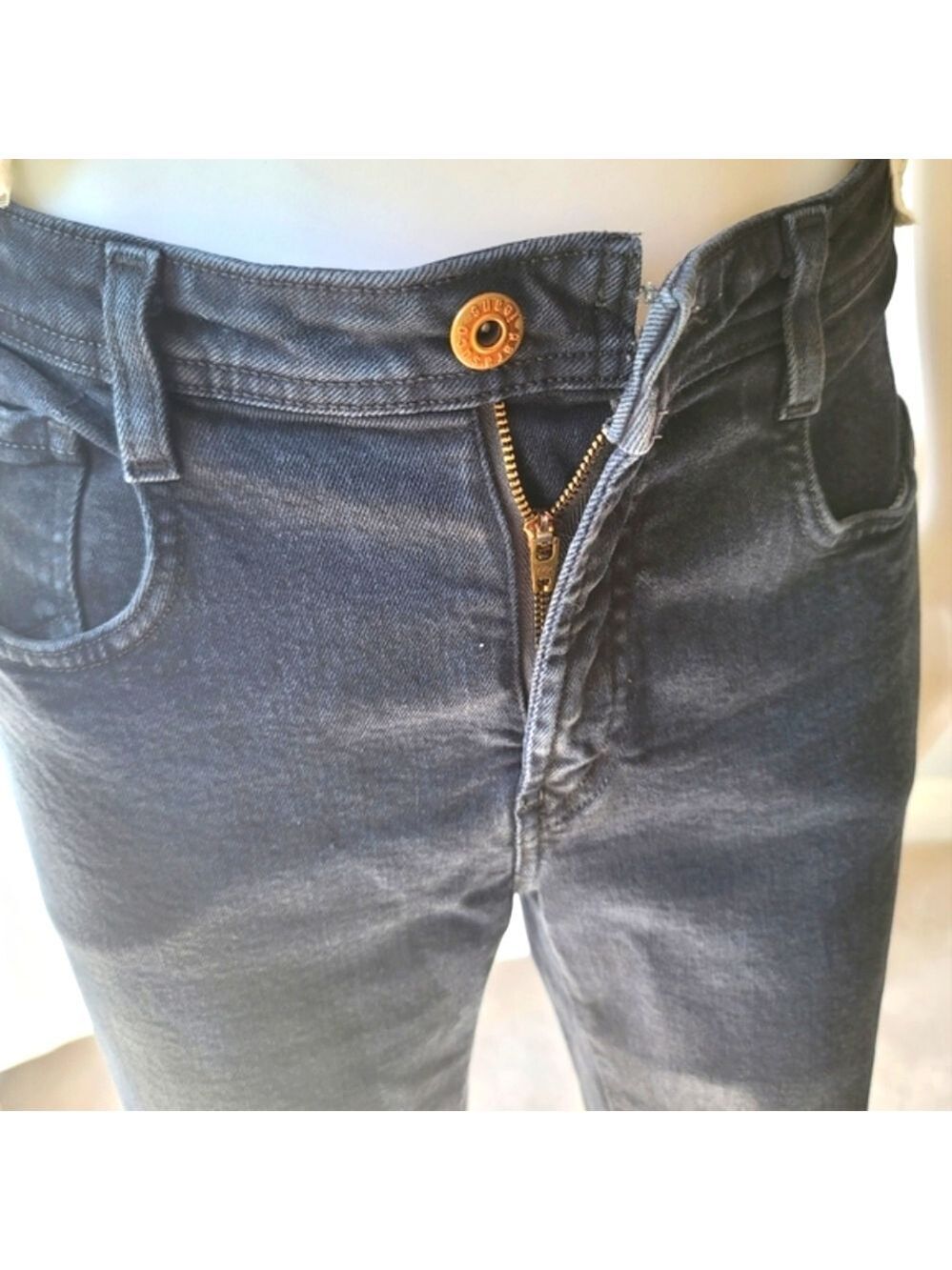 Vintage Parasuco Jeans Extreme Fit Black Washed Denim Size 28